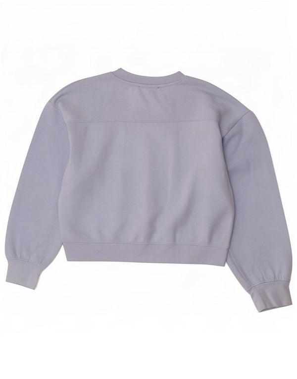 Zara Womens Crop Oversized Sweatshirt Jumper UK 10 Small Blue Polyester