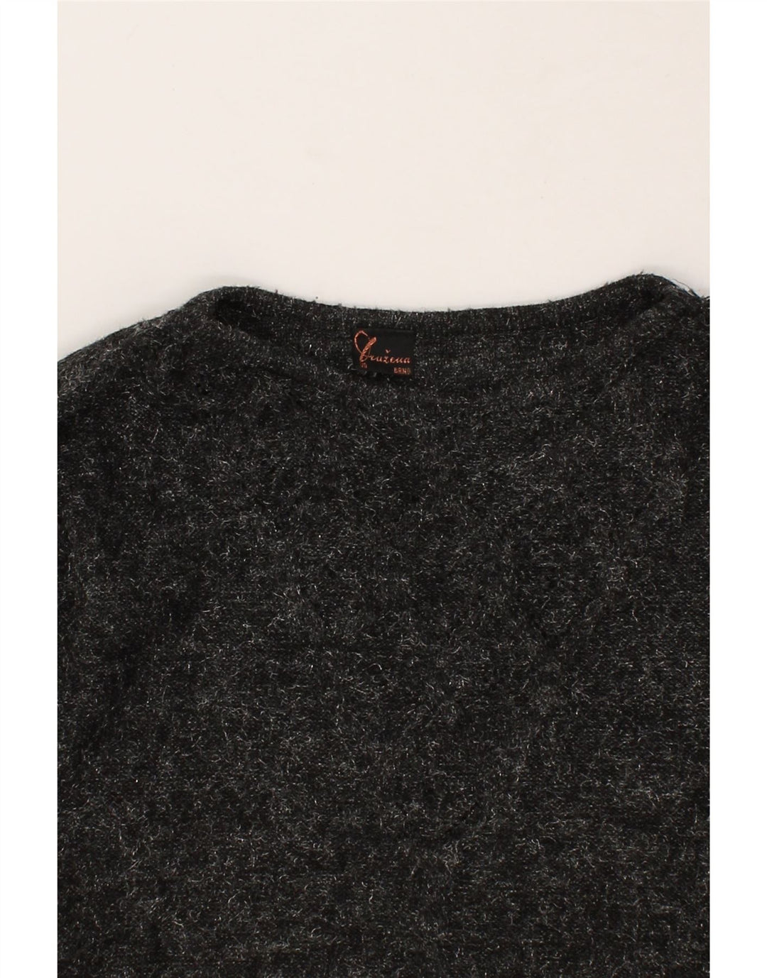 VINTAGE Womens Boat Neck Jumper Sweater UK 14 Medium Grey Flecked Vintage Vintage and Second-Hand Vintage from Messina Hembry 