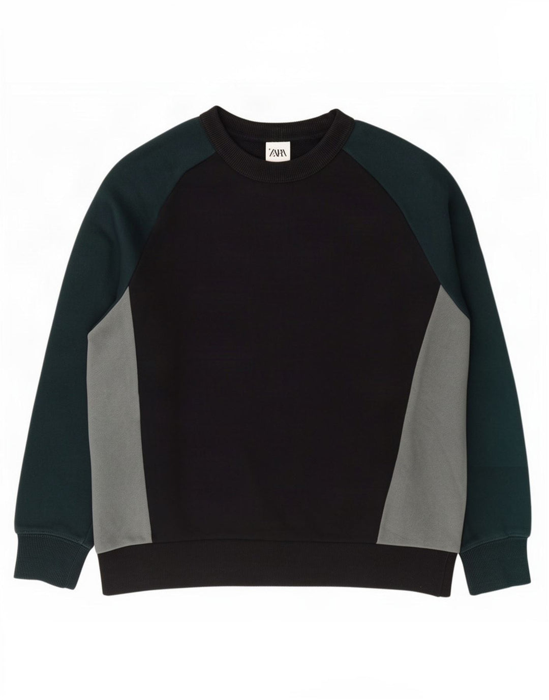 Zara Mens Sweatshirt Jumper Medium Black Colourblock