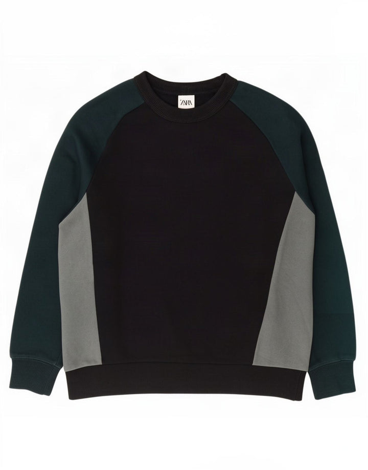 Zara Mens Sweatshirt Jumper Medium Black Colourblock