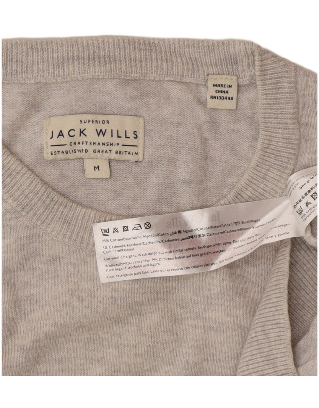 Jack Wills Mens Crew Neck Jumper Sweater Medium Grey Cotton