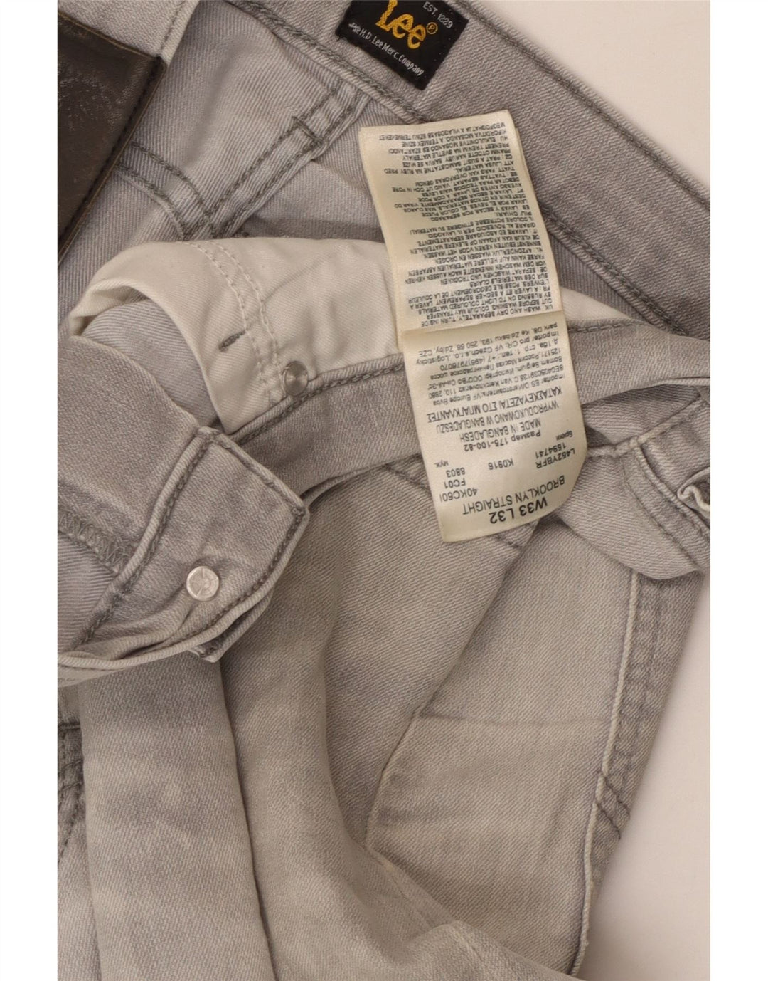 LEE Mens Straight Jeans W33 L32 Grey