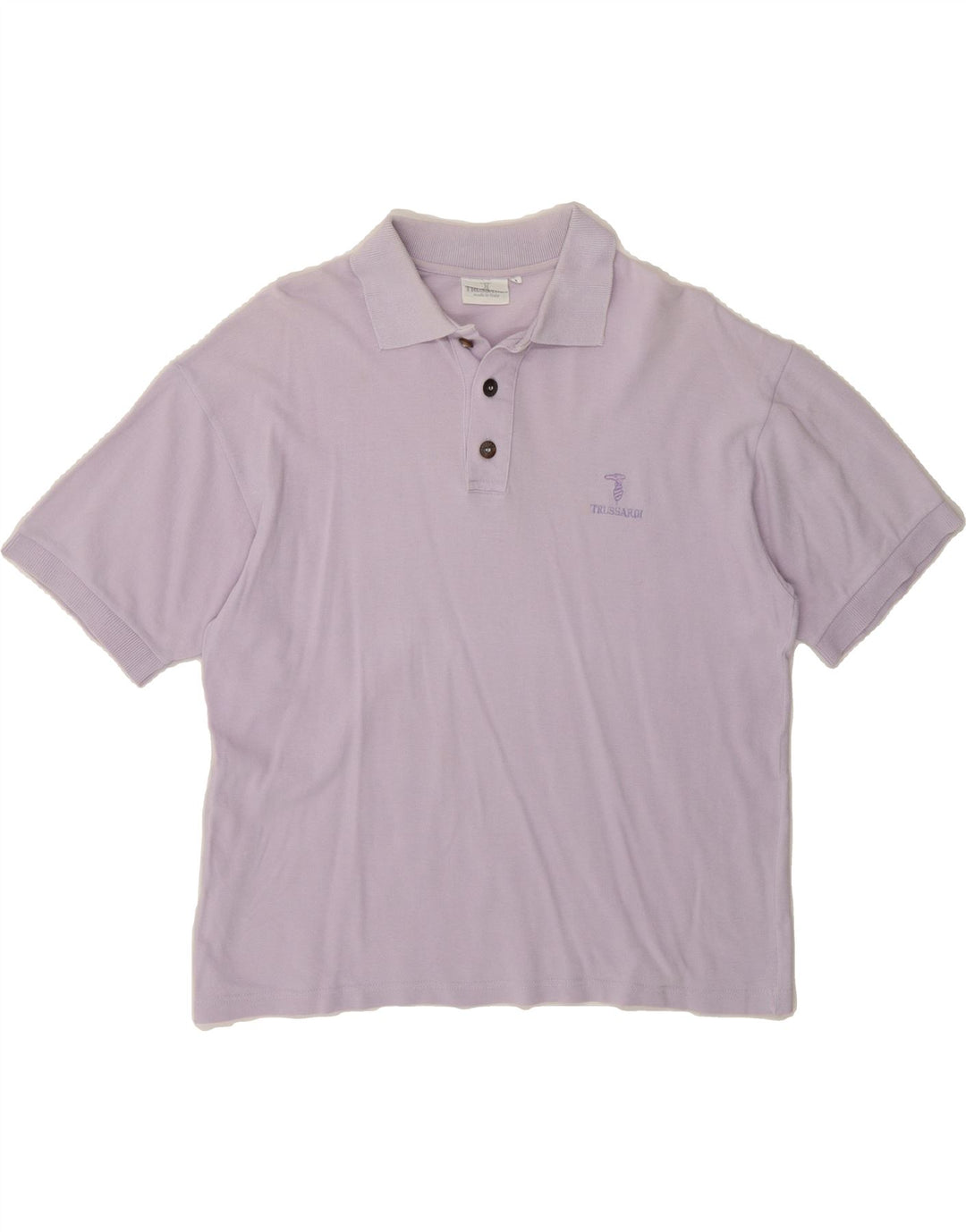 TRUSSARDI Mens Polo Shirt Medium Purple Cotton Vintage Trussardi and Second-Hand Trussardi from Messina Hembry 