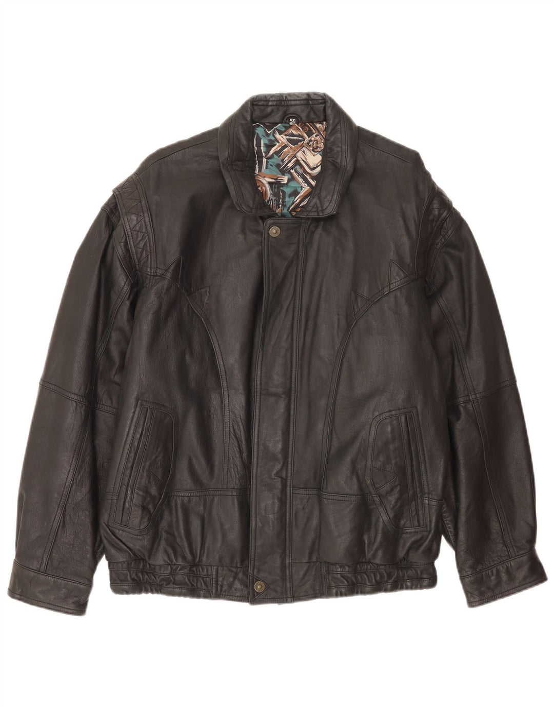 Vintage Mens Bomber Leather Jacket EU 50 Large Black Leather