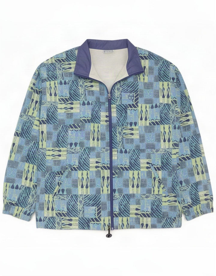Sergio Tacchini Mens Tracksuit Top Jacket IT 48 Medium Blue Patchwork