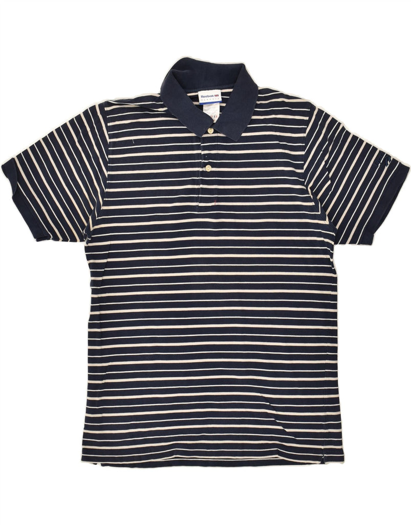 REEBOK Mens Classic Polo Shirt Small Navy Blue Striped Cotton | Vintage Reebok | Thrift | Second-Hand Reebok | Used Clothing | Messina Hembry 