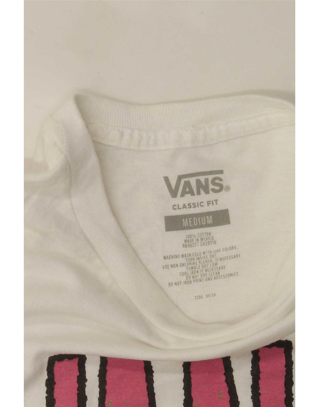 Vans Mens Classic Fit Graphic T-Shirt Top Medium White Cotton