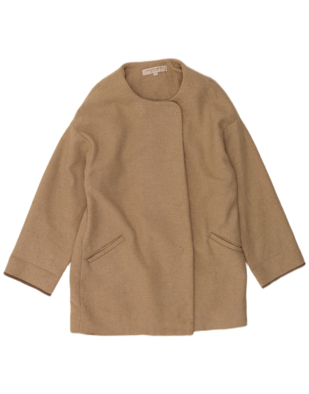French Connection Womens Oversized Overcoat UK 10 Small Beige Wool