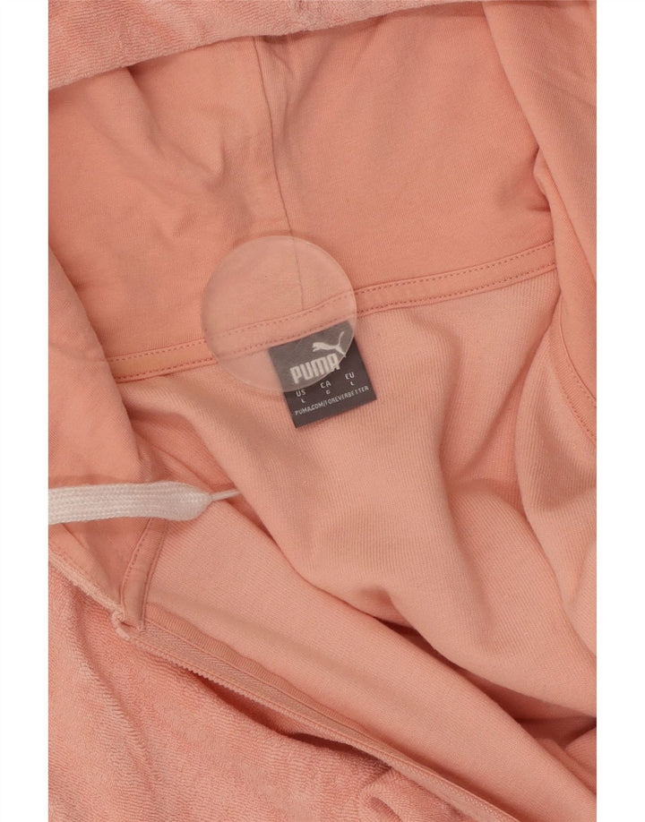 PUMA Womens Crop Velour Zip Hoodie Sweater UK 14 Large Pink