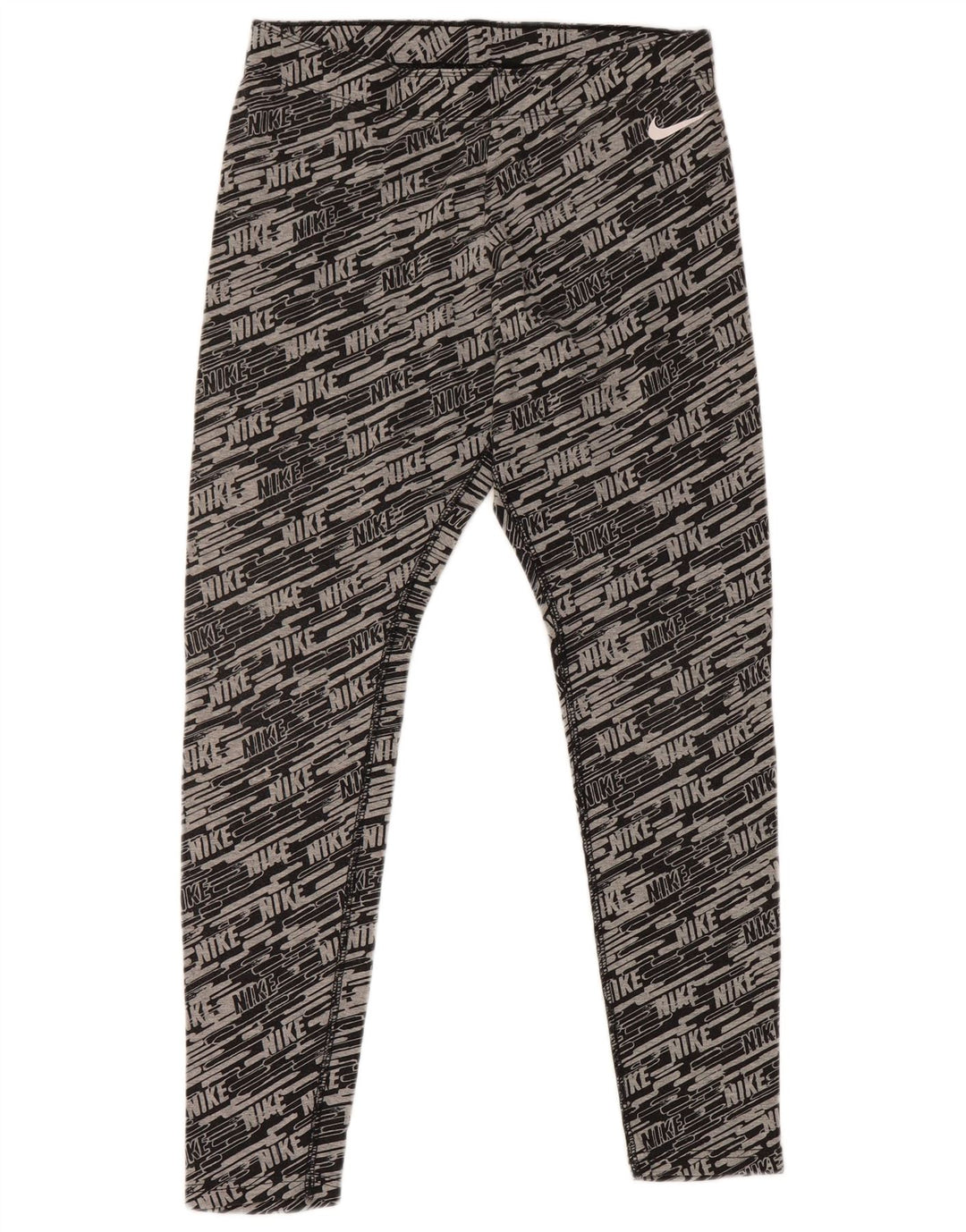 NIKE Womens Graphic Capri Leggings UK 12 Medium  Grey Cotton