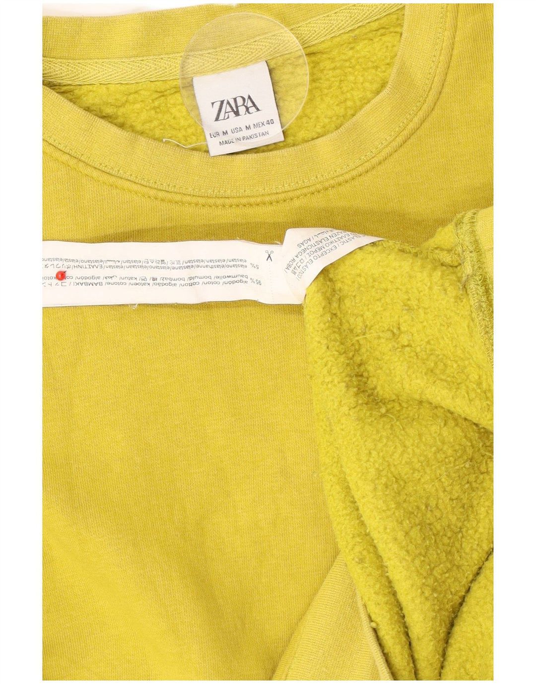 Zara Mens Sweatshirt Jumper Medium Yellow Cotton