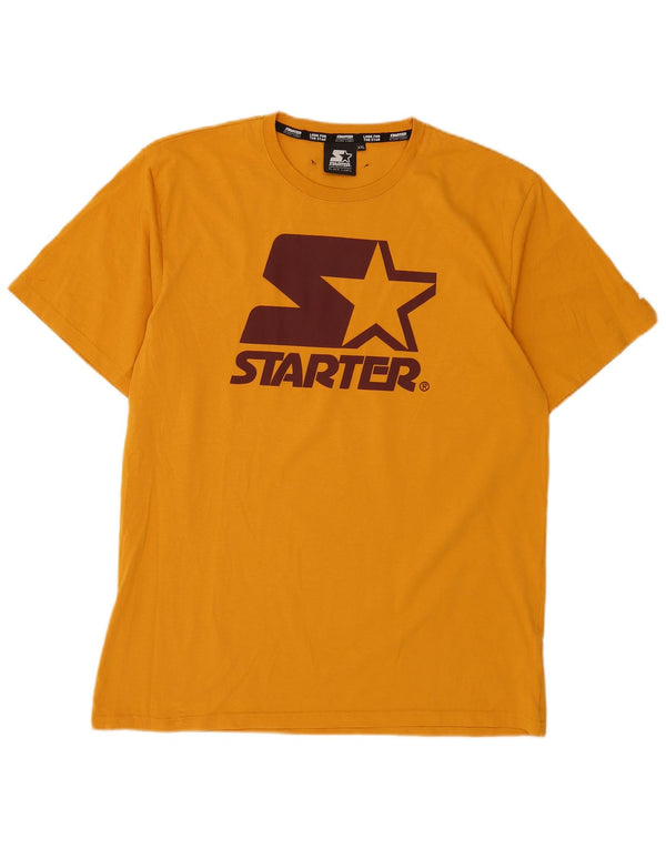 Starter Mens Graphic T-Shirt Top 2XL Yellow Cotton
