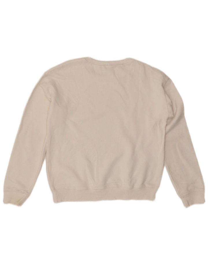 Benetton Womens Graphic Sweatshirt Jumper UK 10 Small White