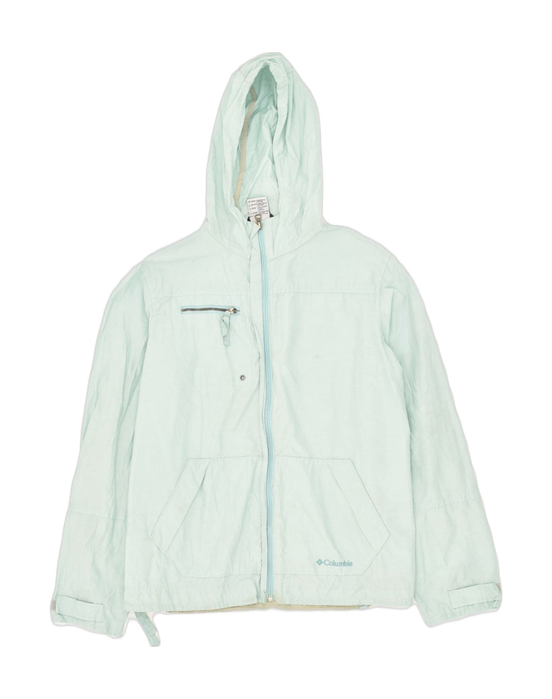 COLUMBIA Womens Hooded Rain Jacket UK 14 Large Blue Cotton | Vintage Columbia | Thrift | Second-Hand Columbia | Used Clothing | Messina Hembry 