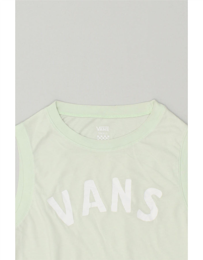VANS Womens Graphic Vest Top UK 10 Small Green | Vintage Vans | Thrift | Second-Hand Vans | Used Clothing | Messina Hembry 