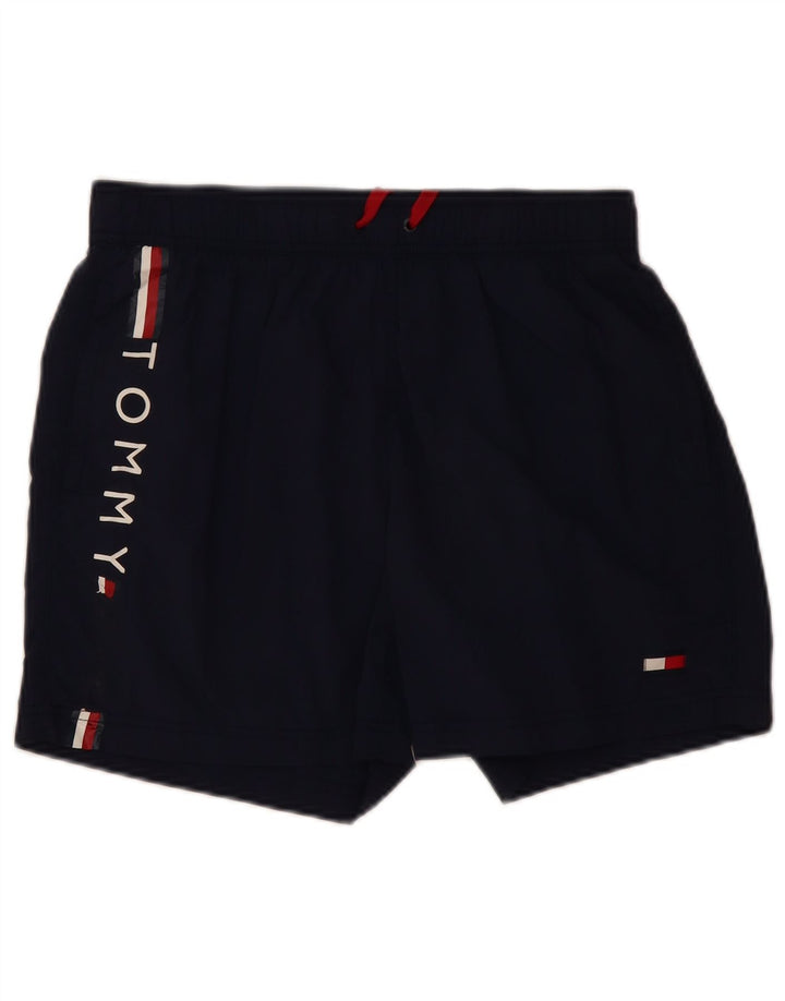 Tommy Hilfiger Mens Graphic Swimming Shorts Large Navy Blue Polyester