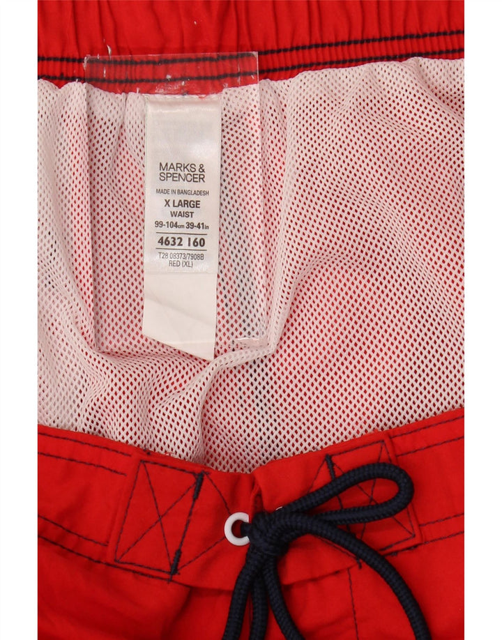 Marks & Spencer Mens Swimming Shorts XL  Red Colourblock Polyester