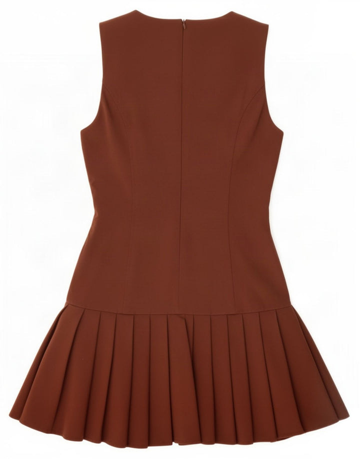 Zara Womens Sleeveless A-Line Dress UK 10 Small Brown Polyester