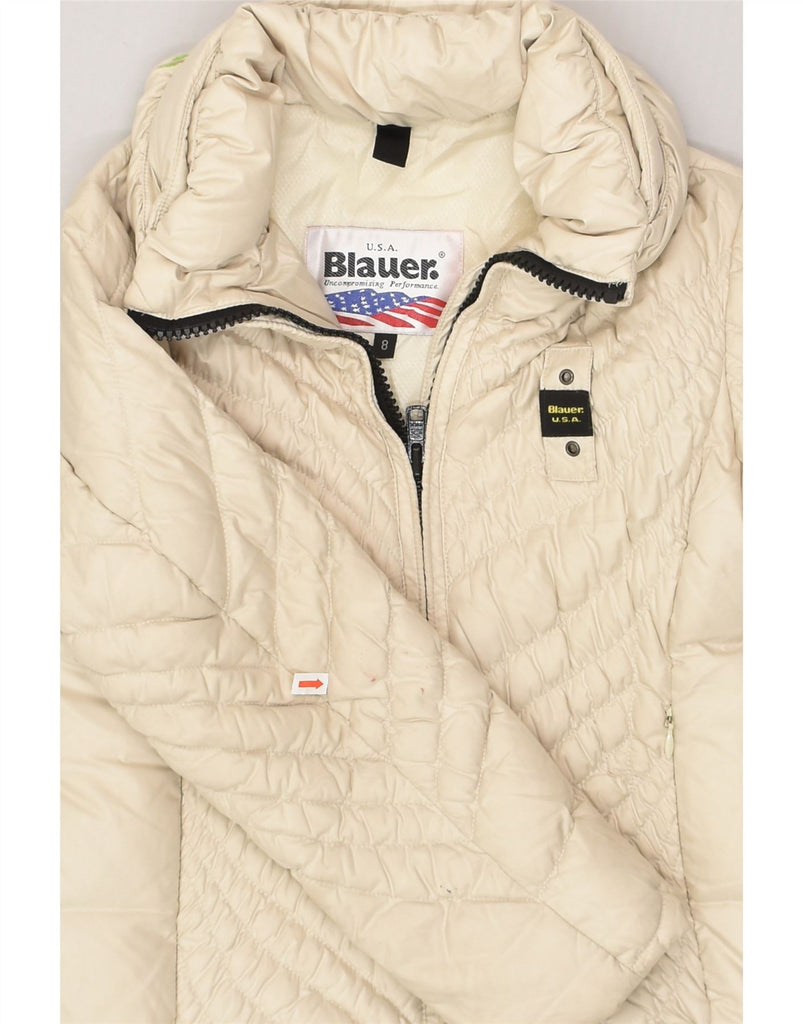 BLAUER Girls Padded Jacket 7-8 Years Beige Polyester | Vintage Blauer | Thrift | Second-Hand Blauer | Used Clothing | Messina Hembry 