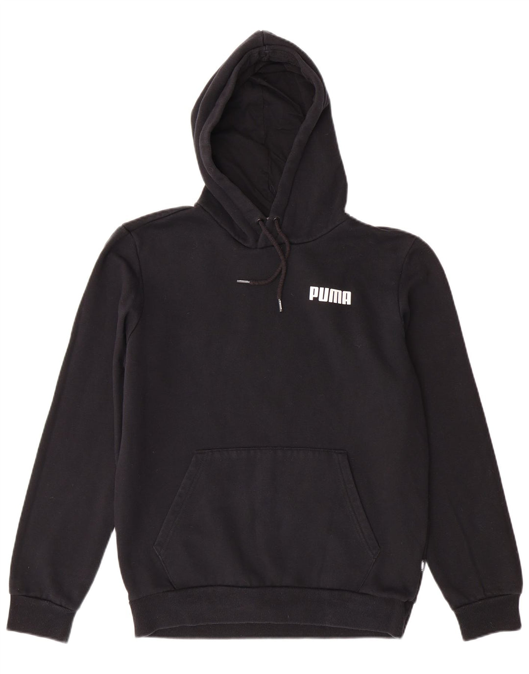 PUMA Mens Hoodie Jumper Small Black Cotton