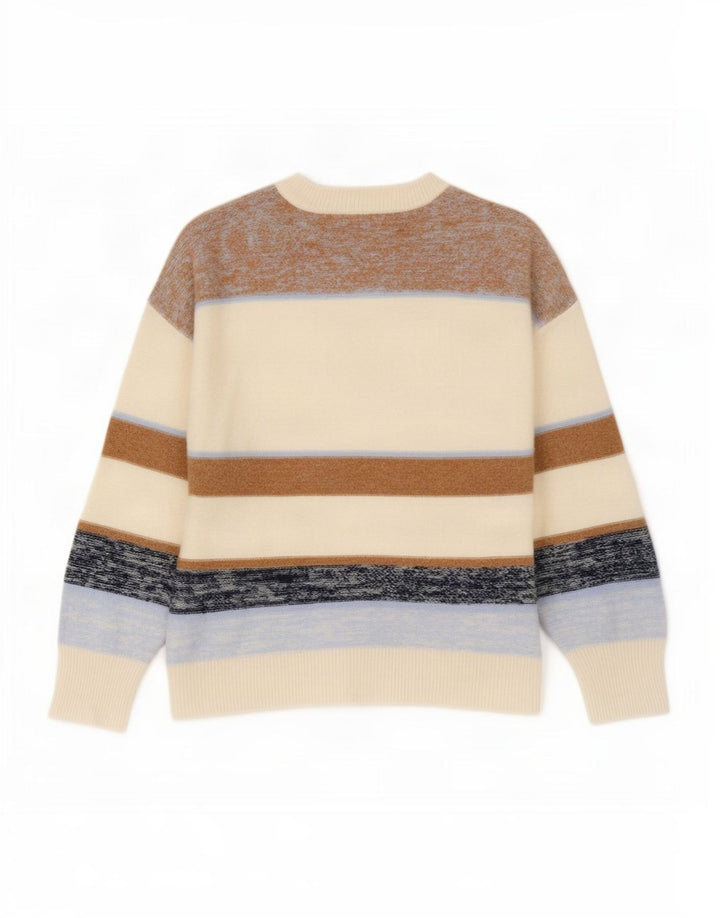 Reiss Mens Crew Neck Jumper Sweater Large Multicoloured Striped Wool
