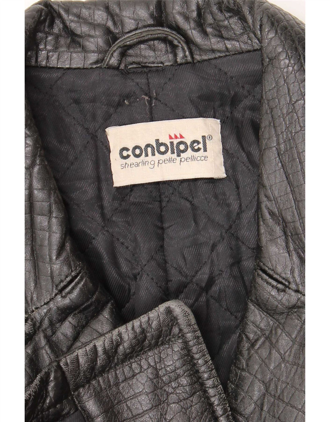 Conbipel Womens Leather Coat UK 12 Medium Black Animal Print Classic