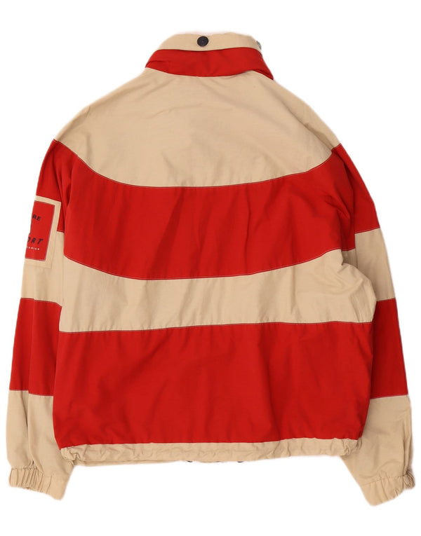 Vintage Mens Hooded Loose Fit Ski Jacket UK 36 Small Red Striped Cotton