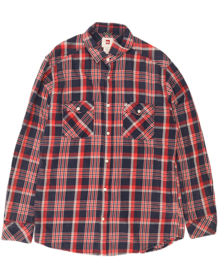 Quiksilver Mens Regular Fit Flannel Shirt Large Red Check Cotton
