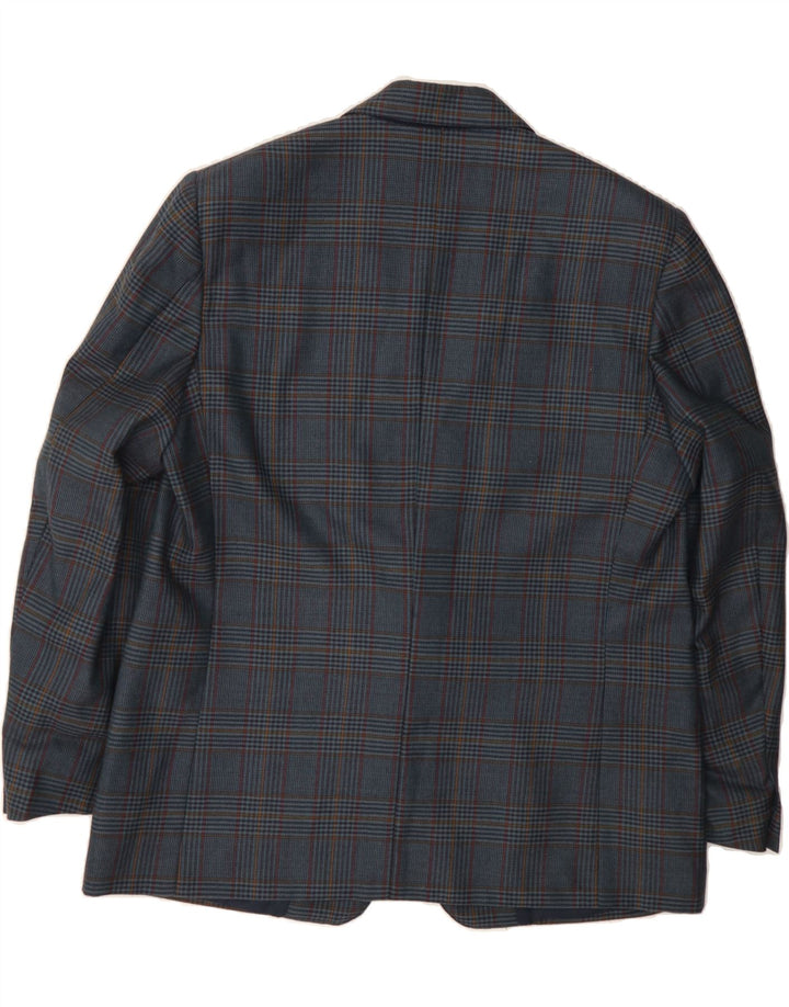 GINALEBOLE Mens 2 Button Blazer Jacket UK 38 Medium Navy Blue Check Vintage Ginalebole and Second-Hand Ginalebole from Messina Hembry 