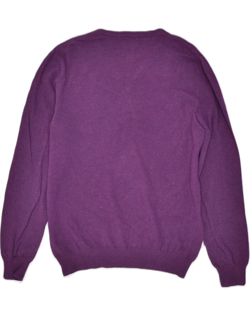 MALAGRIDA Mens V-Neck Jumper Sweater Large Purple Wool | Vintage Malagrida | Thrift | Second-Hand Malagrida | Used Clothing | Messina Hembry 