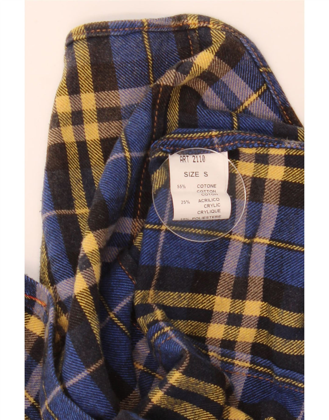 Vintage Mens Flannel Shirt Small Blue Check Cotton
