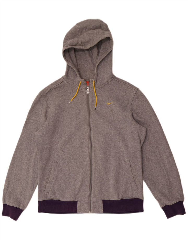 Nike Mens Zip Hoodie Sweater Large Grey Colourblock Cotton