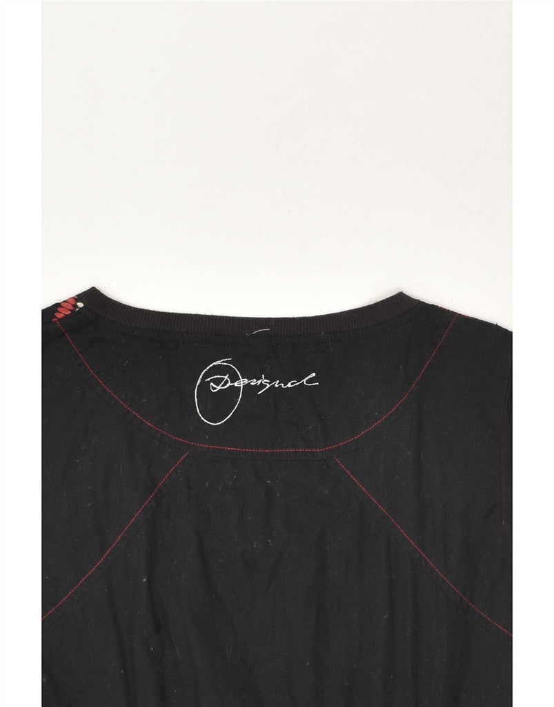 DESIGUAL Womens 3/4 Sleeve Empire Dress UK 14 Large Black Geometric | Vintage Desigual | Thrift | Second-Hand Desigual | Used Clothing | Messina Hembry 
