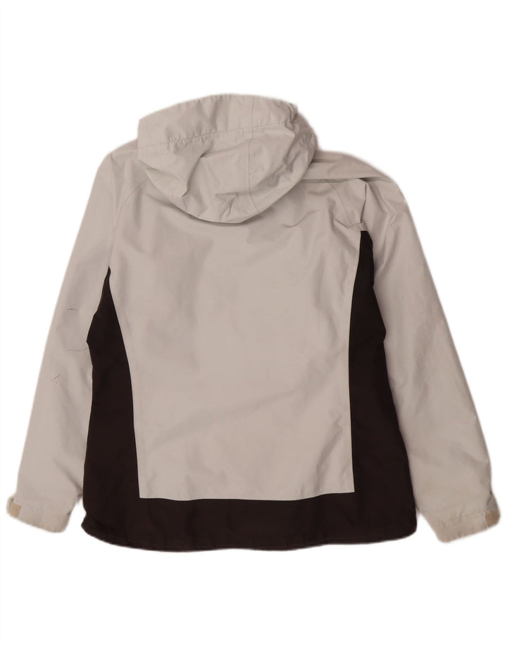 Helly Hansen Womens Hooded Rain Jacket UK 14 Medium Off White Colourblock