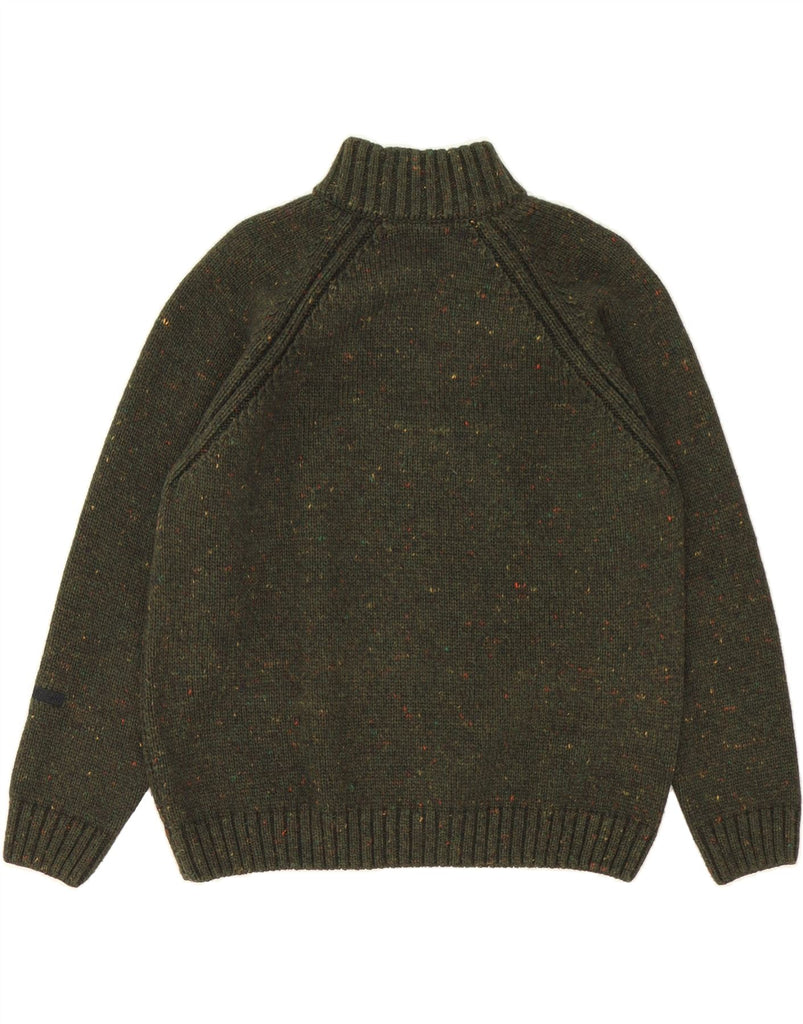 VINTAGE Womens Zip Neck Jumper Sweater UK 14 Large Khaki Flecked Vintage Vintage and Second-Hand Vintage from Messina Hembry 