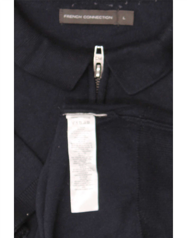 French Connection Mens Polo Shirt Large Navy Blue Viscose