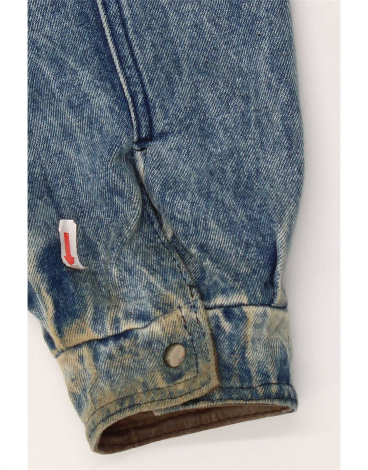 Vintage Mens Reversible Denim Jacket IT 50 Large Blue Leather