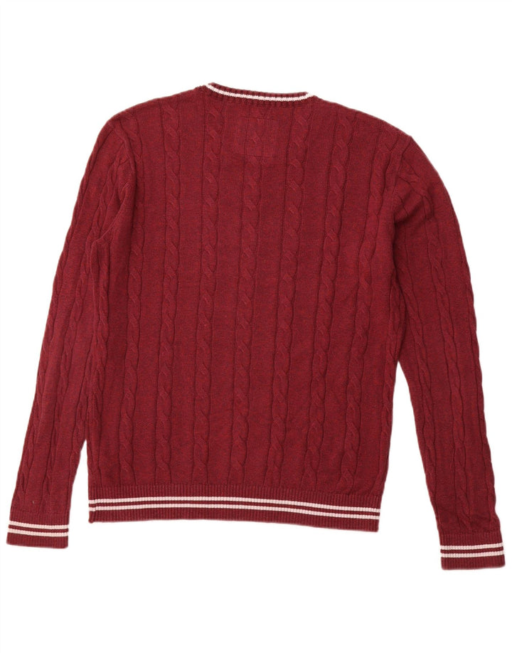 HOLLISTER Mens Crew Neck Jumper Sweater Medium Maroon Cotton