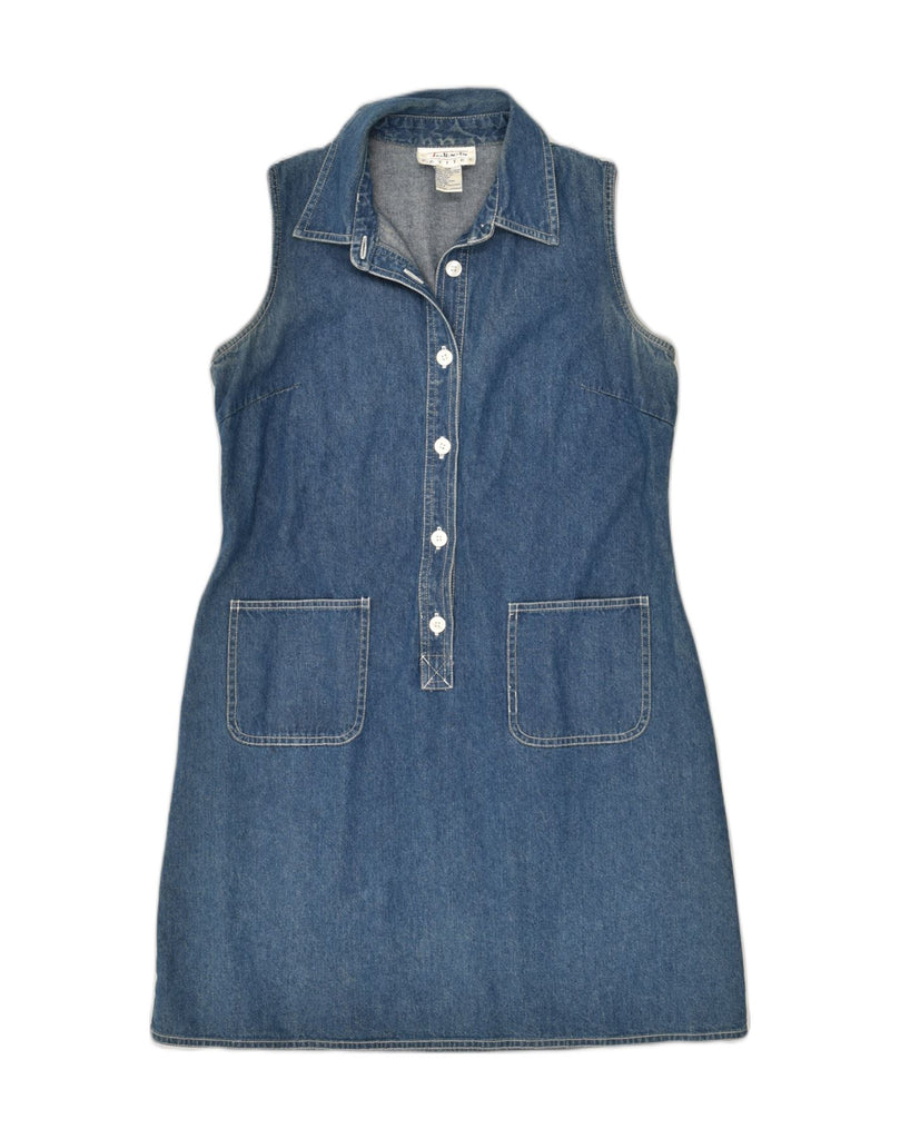 TALBOTS Womens Petite Sleeveless Denim Dress US 10 Large Blue Cotton | Vintage Talbots | Thrift | Second-Hand Talbots | Used Clothing | Messina Hembry 