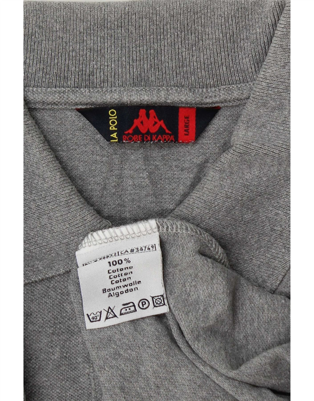 Kappa Mens Long Sleeve Polo Shirt Large Grey Cotton