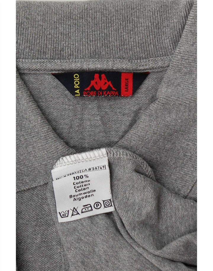 Kappa Mens Long Sleeve Polo Shirt Large Grey Cotton