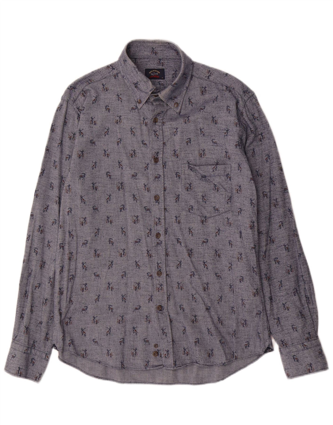 Paul & Shark Mens Abstract Pattern Shirt Size 39 Medium Blue Cotton