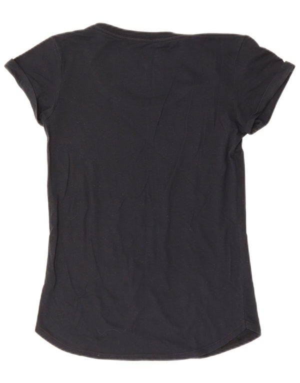 Nike Womens Slim Fit Graphic T-Shirt Top UK 8 Small Black Cotton