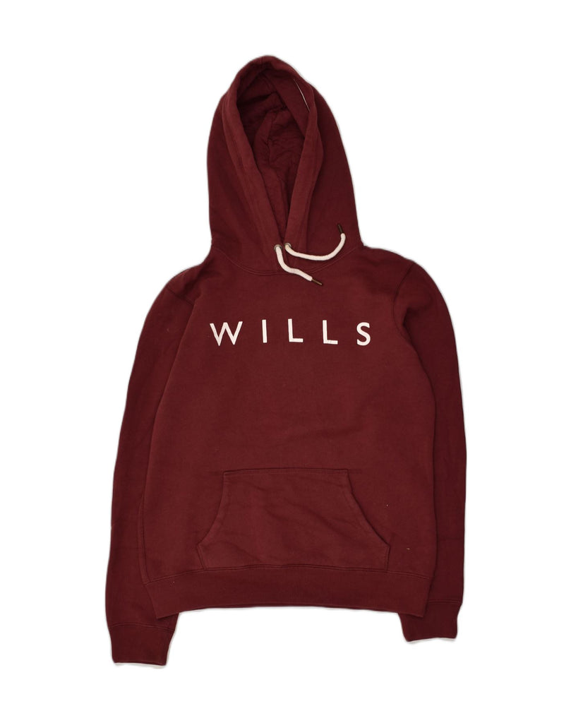 JACK WILLS Womens Graphic Hoodie Jumper UK 12 Medium Burgundy Cotton | Vintage Jack Wills | Thrift | Second-Hand Jack Wills | Used Clothing | Messina Hembry 