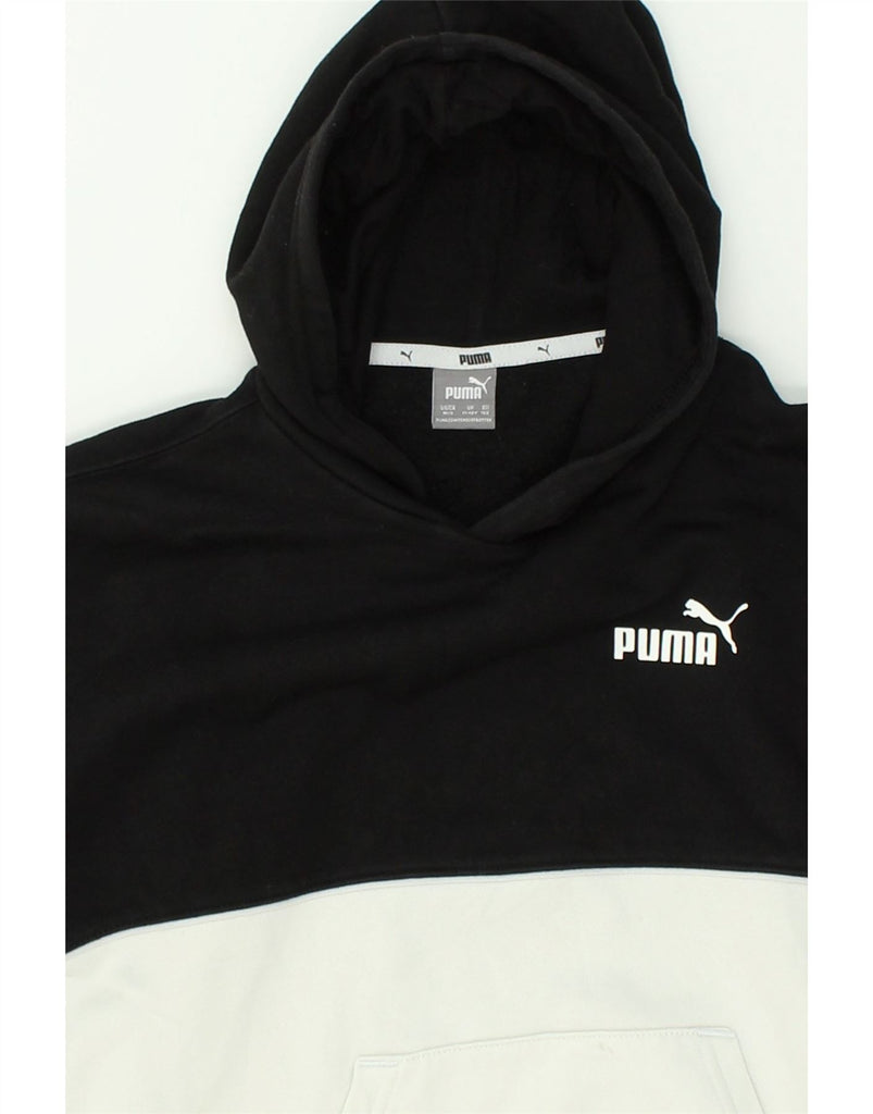 PUMA Boys Graphic Hoodie Jumper 11-12 Years Black Colourblock Cotton | Vintage Puma | Thrift | Second-Hand Puma | Used Clothing | Messina Hembry 