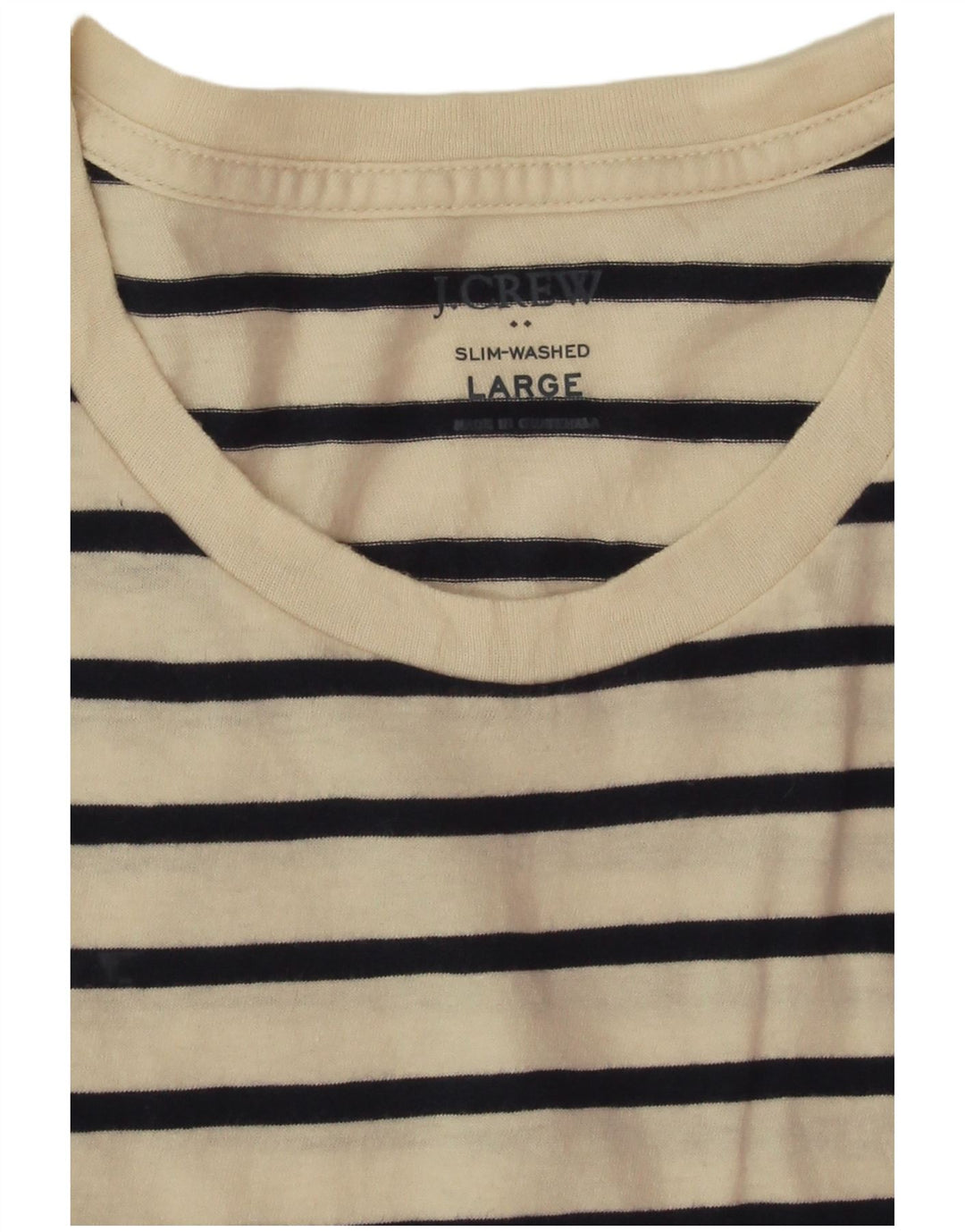 J. Crew Mens Slim T-Shirt Top Large Off White Striped Cotton