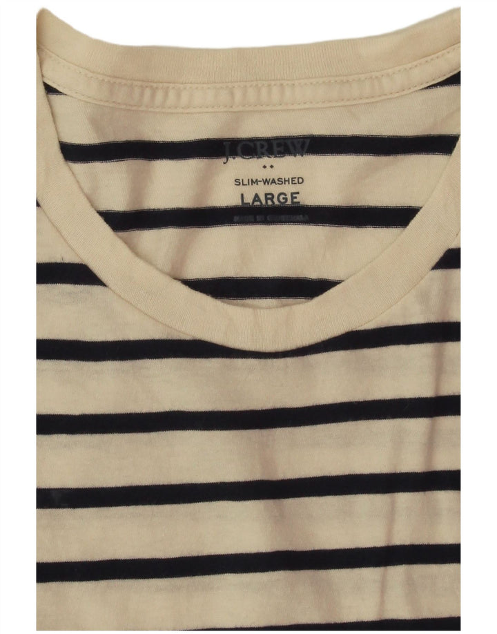 J. Crew Mens Slim T-Shirt Top Large Off White Striped Cotton