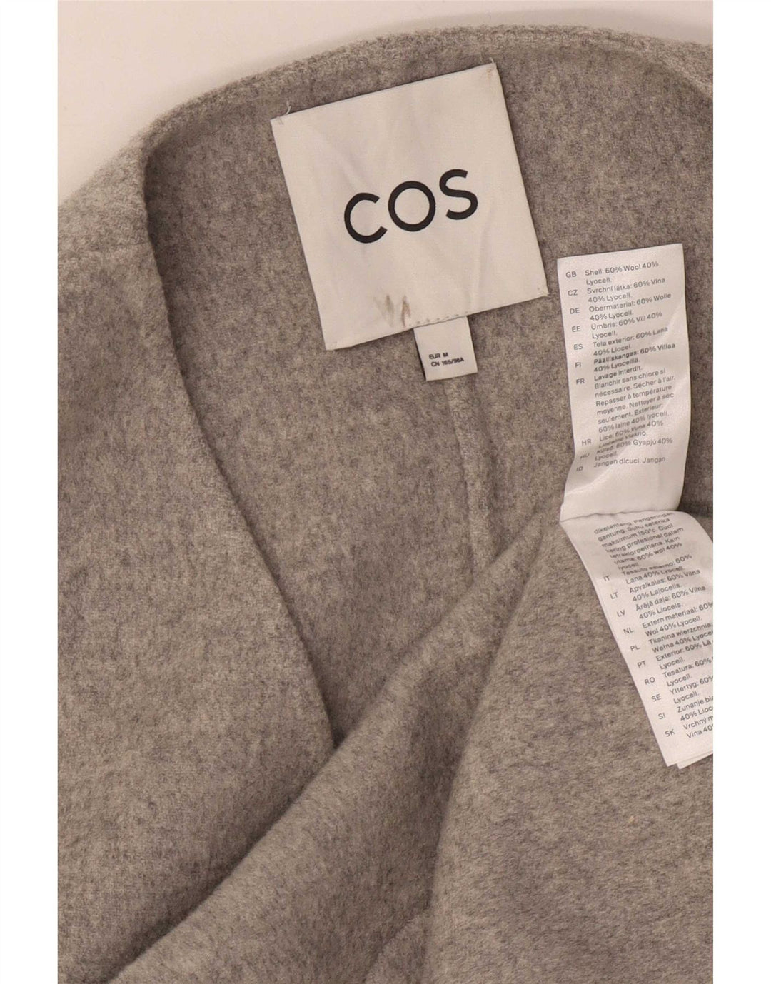 Cos Womens Longline Oversized Gilet UK 14 Medium Grey Wool