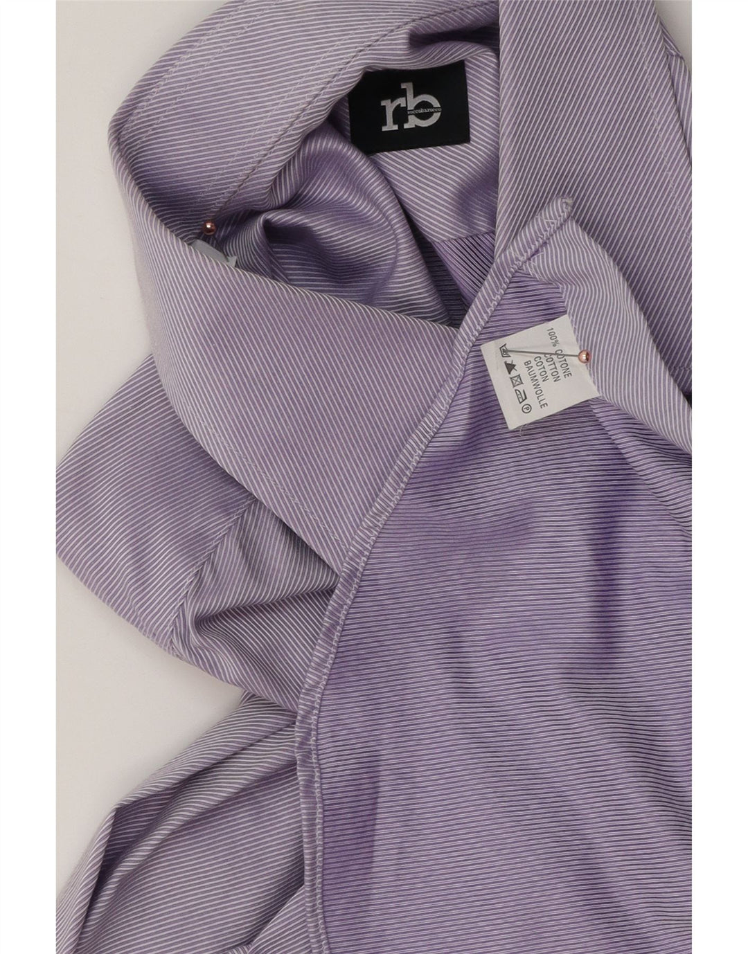 ROCCOBAROCCO Mens Shirt Size 41 16 Large Purple Pinstripe Cotton