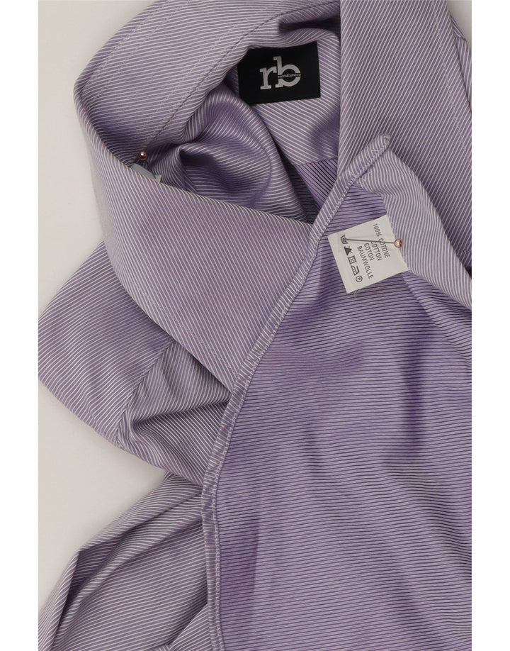 ROCCOBAROCCO Mens Shirt Size 41 16 Large Purple Pinstripe Cotton